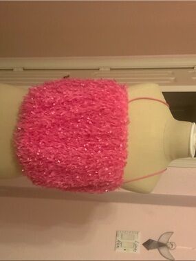 Sunday in Brooklyn Hot Pink Fuzzy Sequin Top